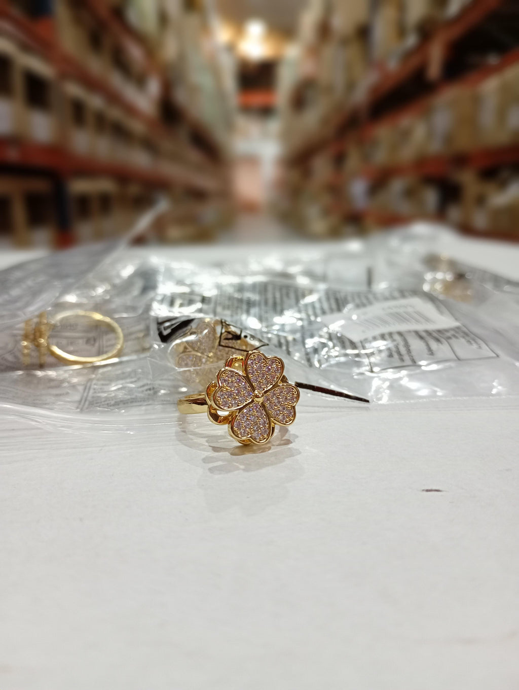 Anillo giratorio de trébol de cuatro hojas oro - additional image 1